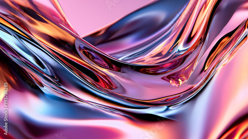 vibrant and fluid abstract background featuring smooth, reflective surfaces in shades of pink, purple, and blue, creating dynamic visual experience photo