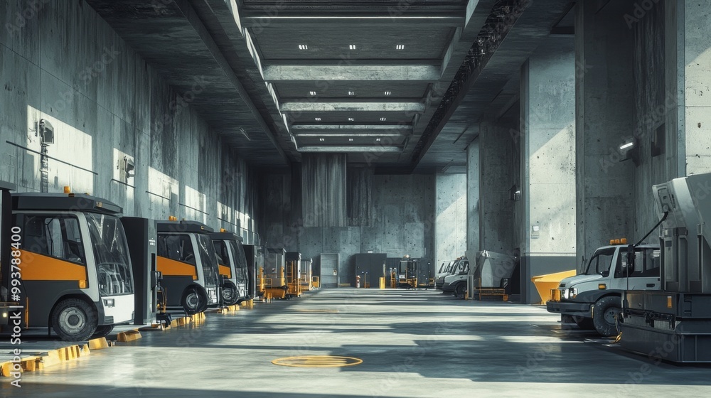 Industrial Garage Interior. Industrial Garage Interior.