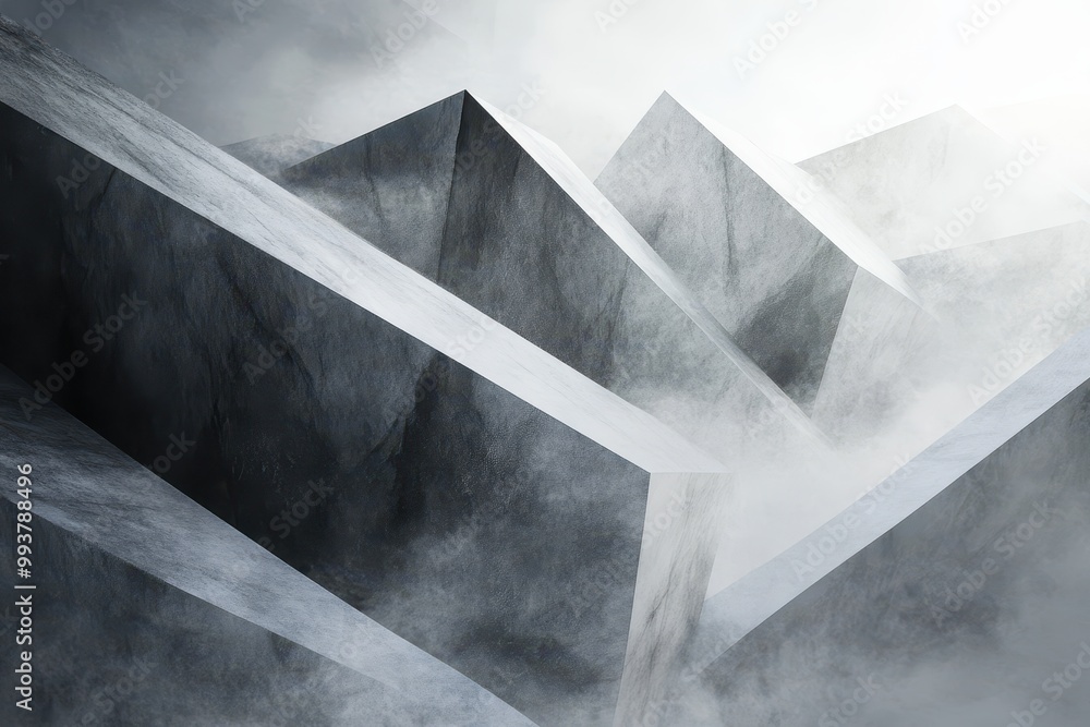 Abstract Geometric Shapes with Fog and Grey Hues Abstract Geometric Shapes with Fog and Grey Hues