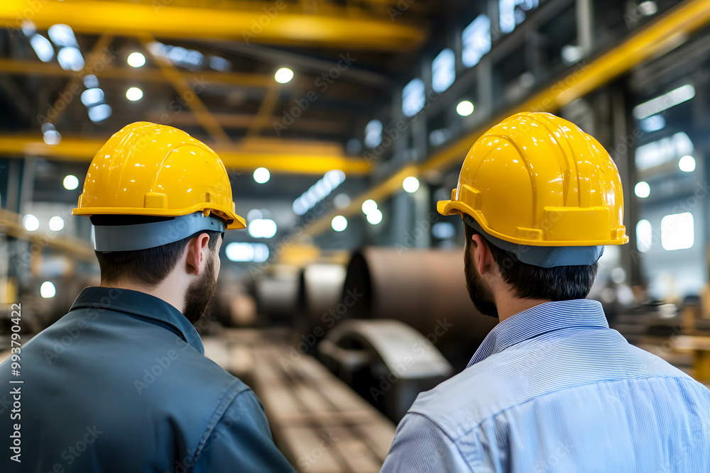 Workers working in a steel factory. Growth and advancement of the steel industry. Increased demand for steel and prices concept. Workers working in a steel factory. Growth and advancement of the steel industry. Increased demand for steel and prices concept.