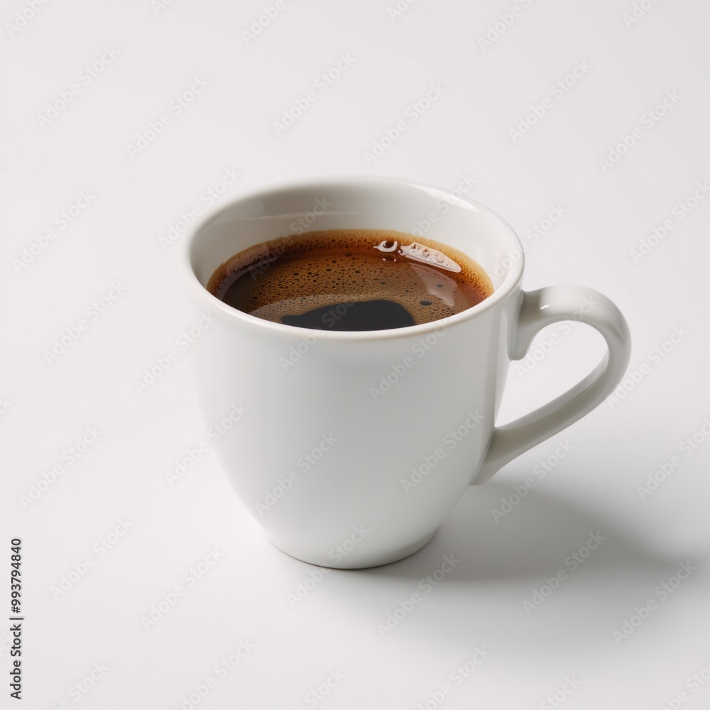 White mug featuring a spill of coffee against a pure-white backdrop White mug featuring a spill of coffee against a pure-white backdrop