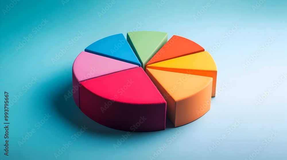 Obraz premium Vibrant pie chart infographic displaying the distribution of data across various categories