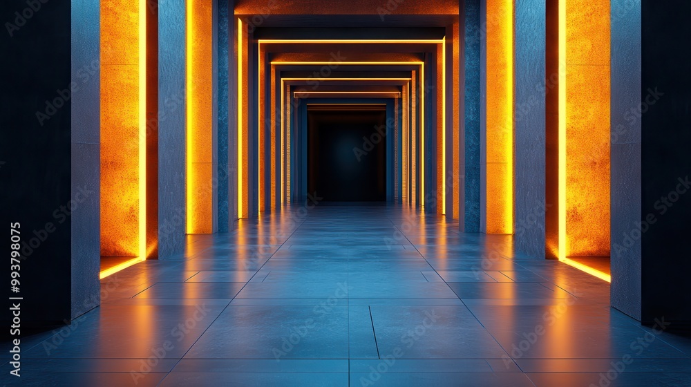 Fototapeta premium Dark Space with Well-Lit Area and Illuminated Edges