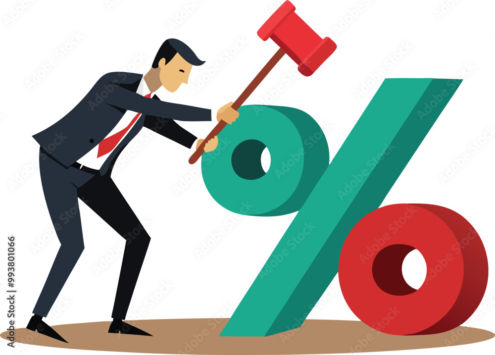 business man with percent sign business man with percent sign