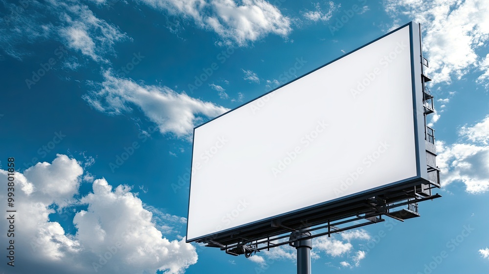 Blank Billboard Mockup with Blue Sky Background (3D Rendering). Blank Billboard Mockup with Blue Sky Background (3D Rendering).