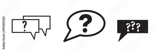 Question bubbles line icon. Ask help sign. Faq questionnaire symbol. Quality design element. Linear style question bubbles icon. Editable stroke.