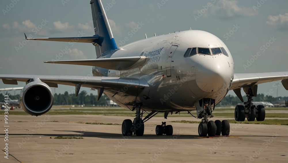 Cargo plane landing smoothly with crew unloading at the airport. Cargo plane landing smoothly with crew unloading at the airport.