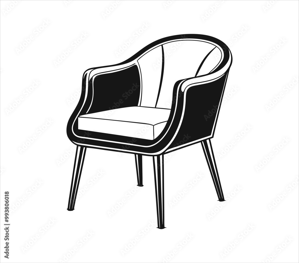 Chair editable vector illustration on white background. chair Line art, clip art, Office Chair, modern chair Chair editable vector illustration on white background. chair Line art, clip art, Office Chair, modern chair