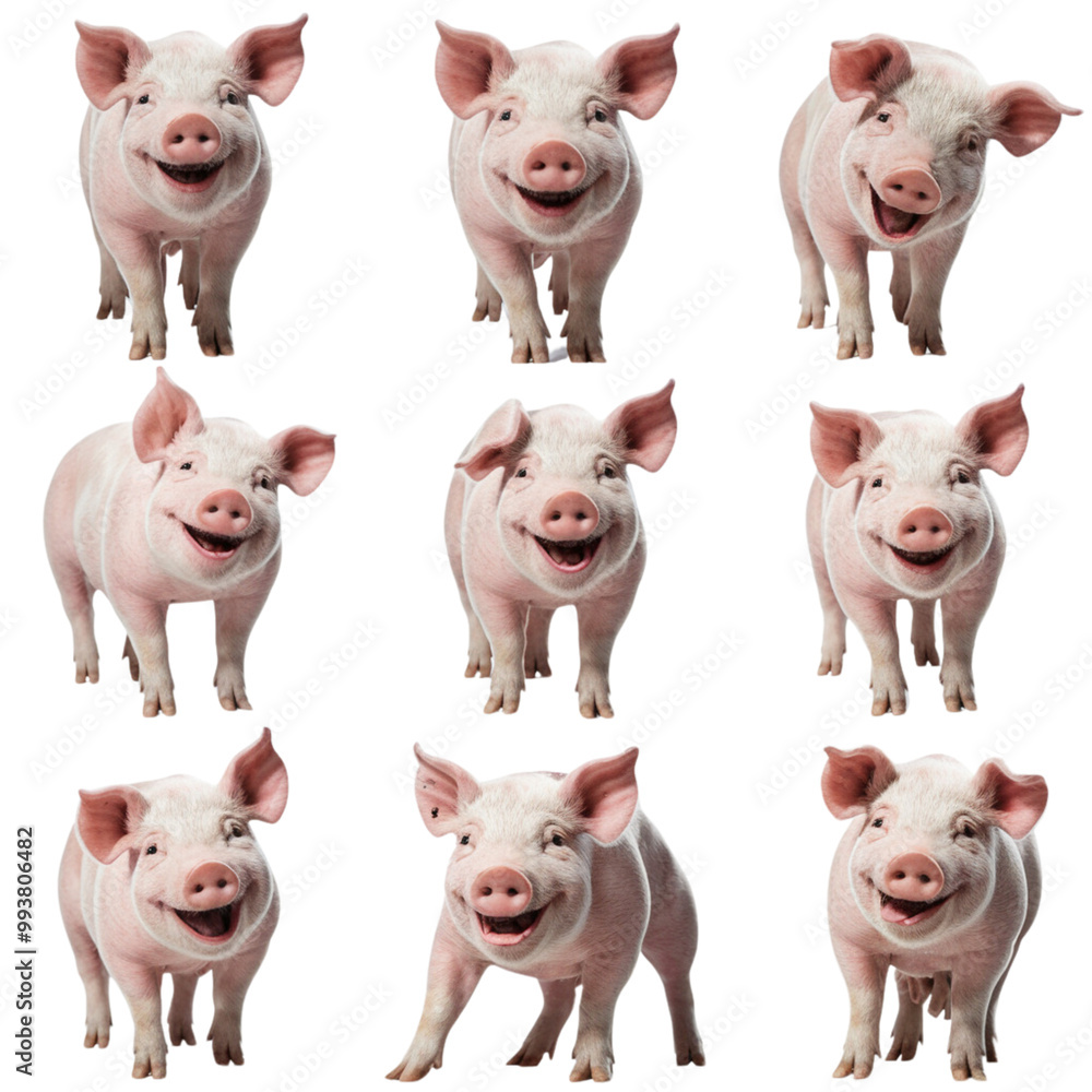 Pig Grid with Selective Blur on Transparent Background Pig Grid with Selective Blur on Transparent Background