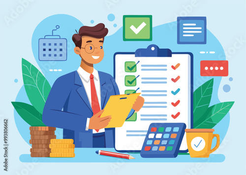 income tax filing calculate revenue and fill vector file.