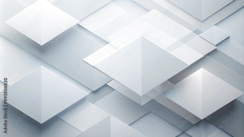 Abstract white background with texture pattern, layered geometric triangle shapes, white and grey glossy squares, abstract tech banner design. Graphic design element stripes concept for web, flyer