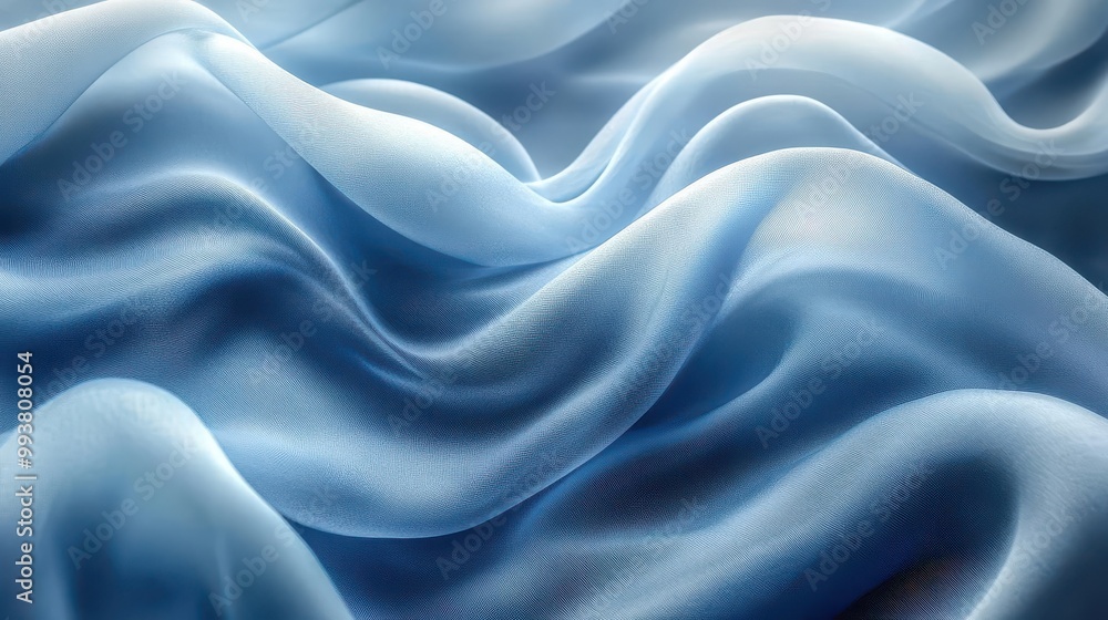 Obraz premium soft blue silk fabric flowing gracefully creating an elegant abstract background with crumpled textile waves that evoke a sense of luxury and sophistication for beauty products