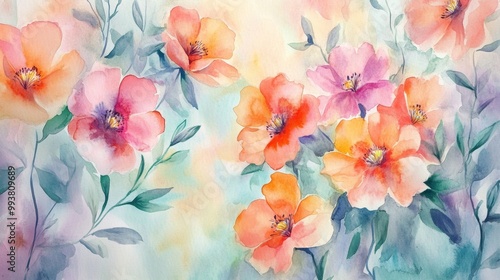 A pretty watercolor painting of flowers, perfect for Mother's Day, weddings, birthdays, Easter, or Valentine's Day. The colors are soft and pastel, making it feel like spring or summer.