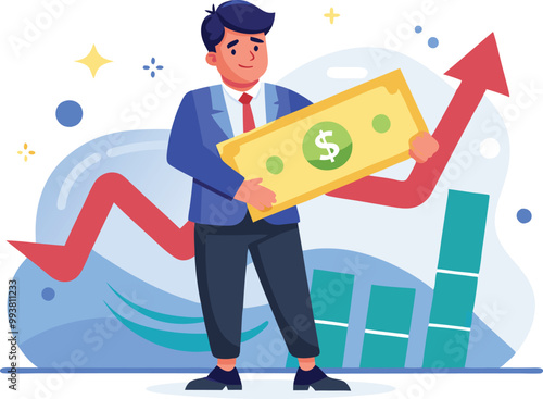 lose money investment in financial crisis profit illustration vector file.