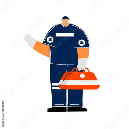 Cartoon of a paramedic on white background 