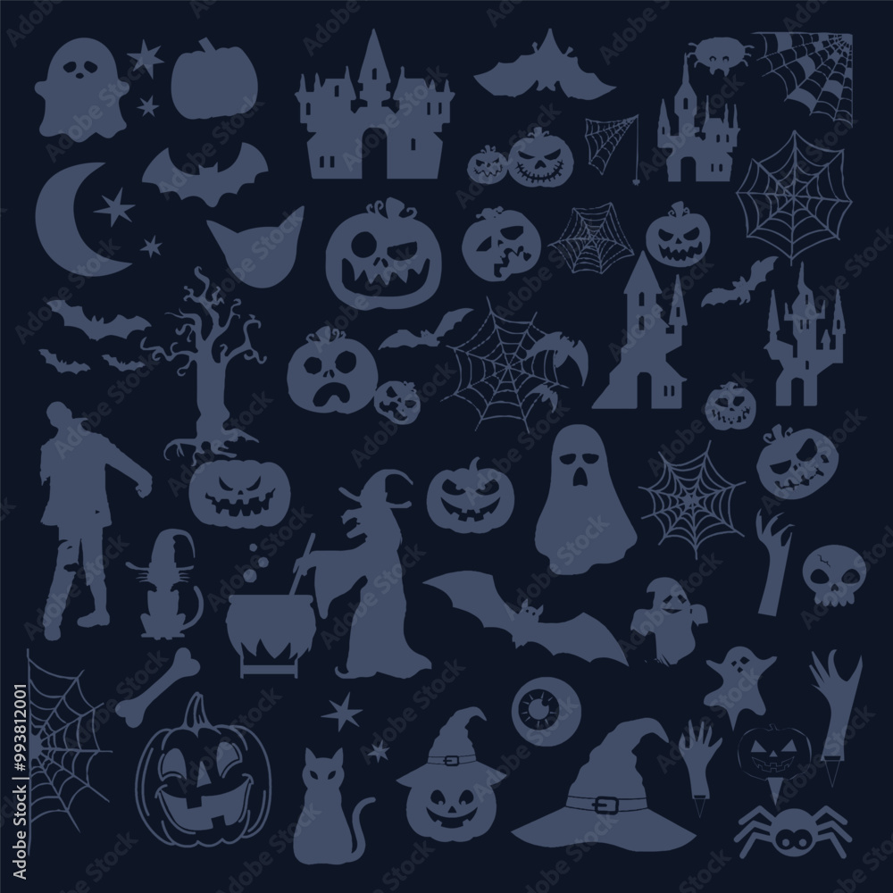 Happy Halloween silhouette vector set Happy Halloween silhouette vector set