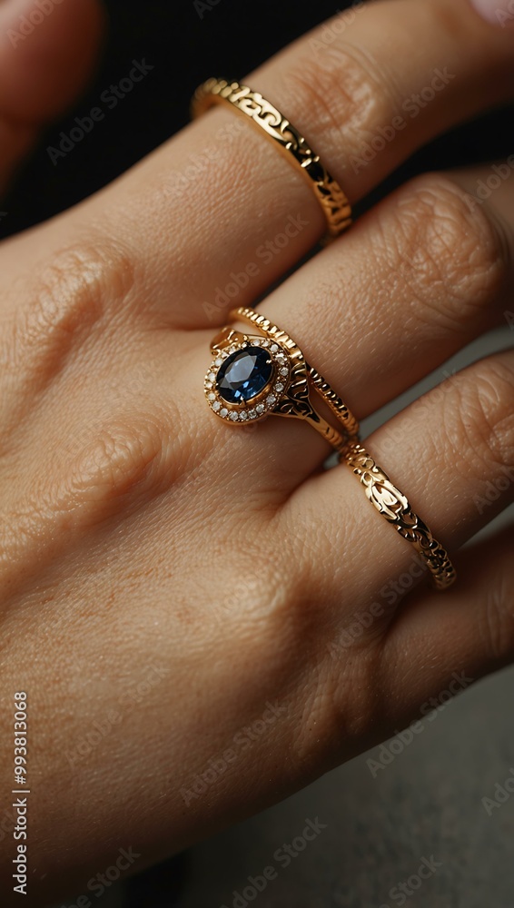 Close-up of a hand holding gold jewelry. Close-up of a hand holding gold jewelry.