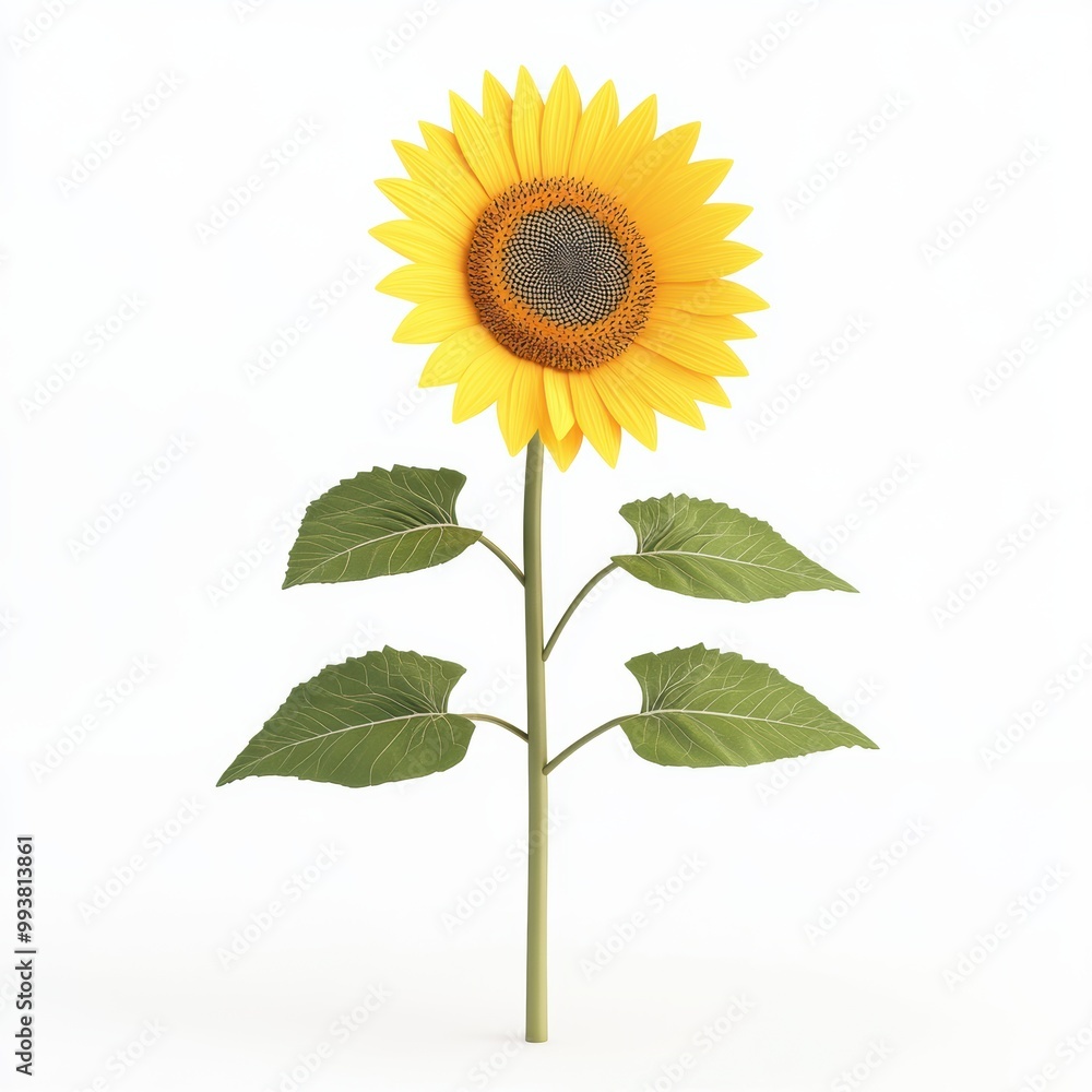 Fototapeta premium 3D Isolated Sunflower on White Background