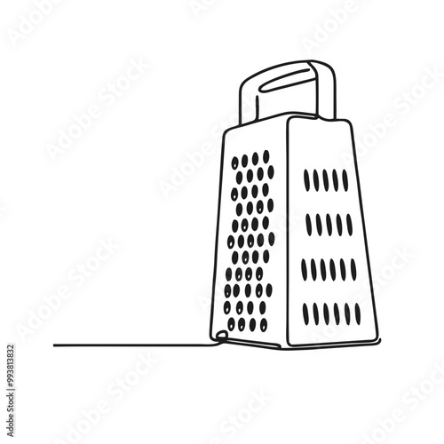 Grater. Icon. Vector drawing. One line art. A simple drawing of a continuous line of a kitchen electric appliance.