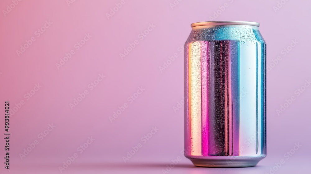 A shiny metallic soda can with droplets of water on its surface against a vibrant pink background, creating an eye-catching visual with a modern feel. A shiny metallic soda can with droplets of water on its surface against a vibrant pink background, creating an eye-catching visual with a modern feel.