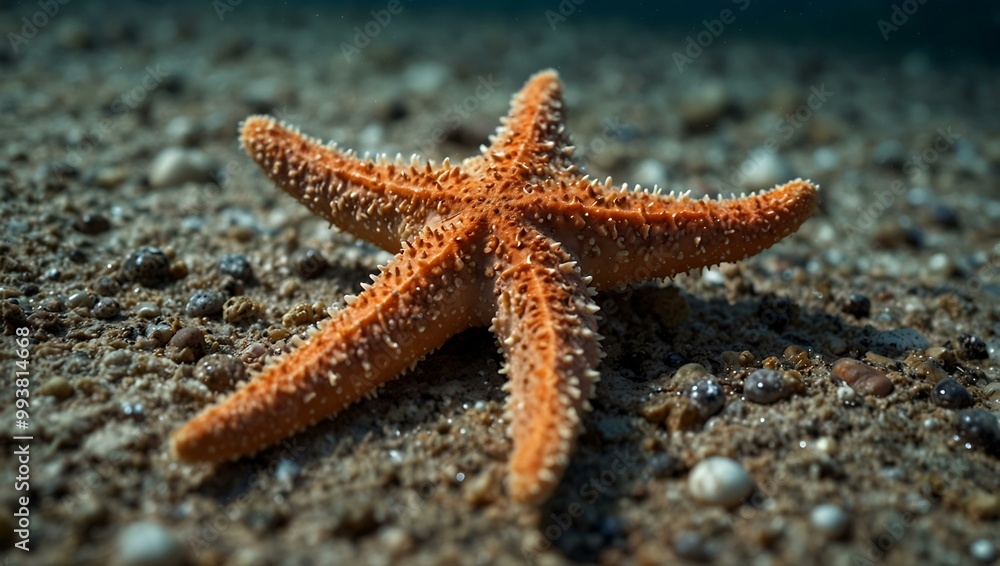 Close-up of a starfish resting on the seabed. Close-up of a starfish resting on the seabed.