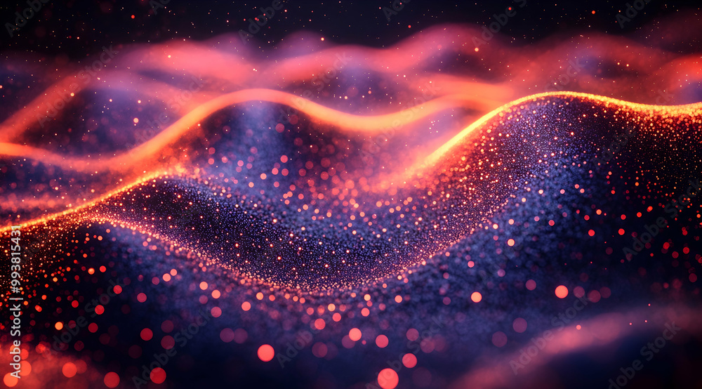 Abstract Red and Purple 3D Background with Glowing Particles Abstract Red and Purple 3D Background with Glowing Particles