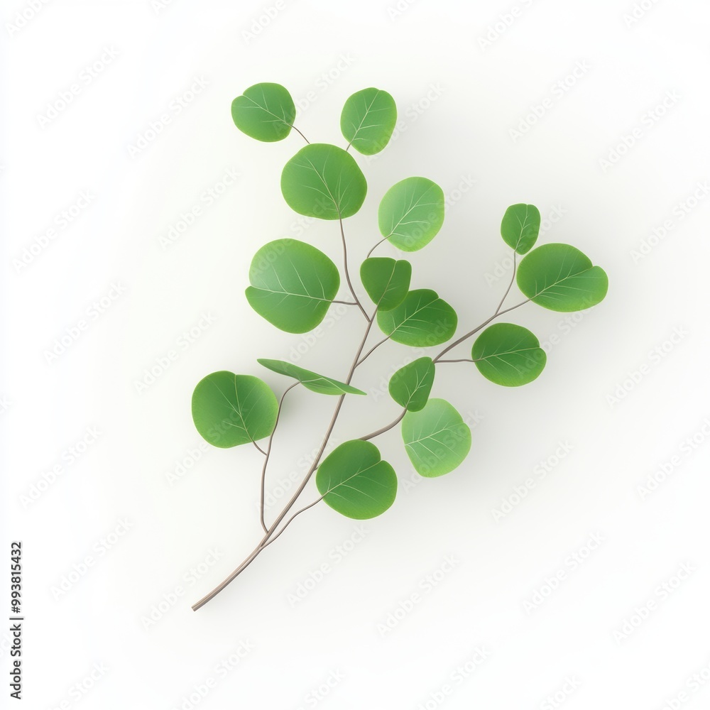 Eucalyptus Branch Isolated on White Background in 3D Eucalyptus Branch Isolated on White Background in 3D