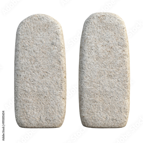 Two stone tablet mockups on a white isolated background. PNG. transparent background. cut out