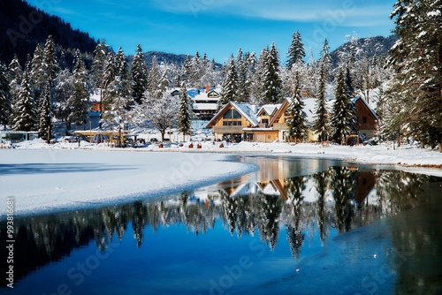 Vászonkép view on lake in Krajska Gora