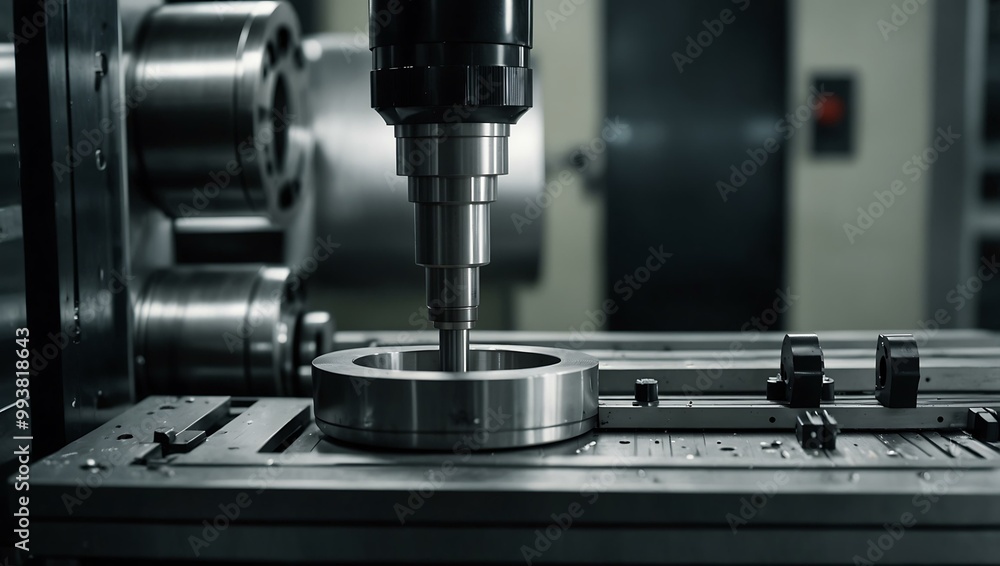 CNC lathe producing material parts with computer control. CNC lathe producing material parts with computer control.
