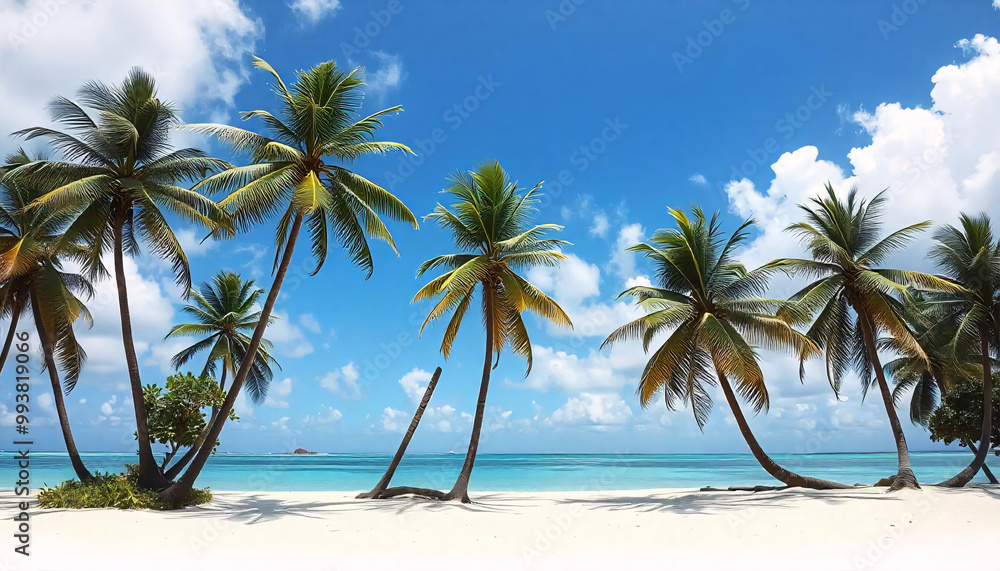 Obraz premium Tropical island with trees Travel summer holiday vacation idea concept