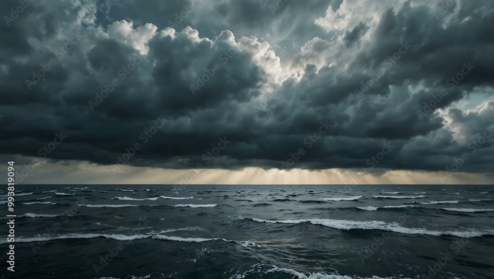Cold ocean backdrop under a cloudy sky. Cold ocean backdrop under a cloudy sky.