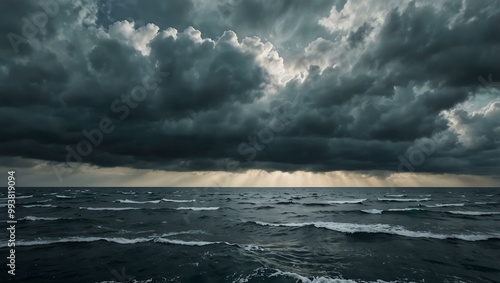 Cold ocean backdrop under a cloudy sky.