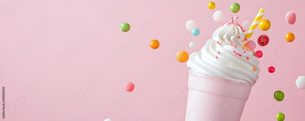 Milkshake Inmotion Dynamic Milkshake Delight - Whipped Cream Swirl and Candy Toppings in ...