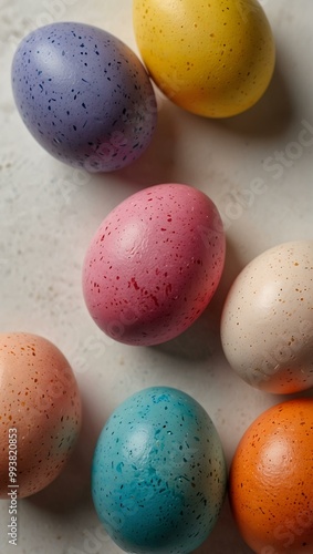 Colorful Easter eggs on a white background, celebrating Easter traditions.