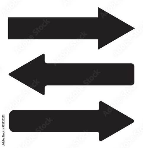 Long arrow. Black arrow pointing right. Black large arrow pointing right. Bold thine long arrow. Vector illustration. Black horizontal arrow. Straight long arrow vector icon.