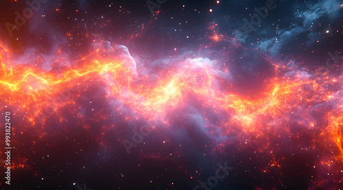 Abstract Background with Fiery Nebula in Space