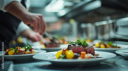 Wallpaper Mural Chef Preparing Fine Dining Dish in Restaurant Kitchen. AI generated illustration Torontodigital.ca