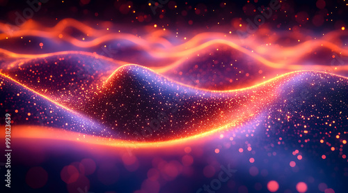 Abstract 3D Background - Wavy Digital Art with Sparkles