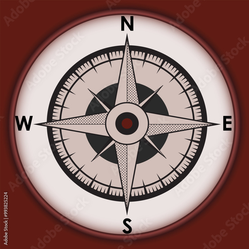 vintage compass with dotted pattern