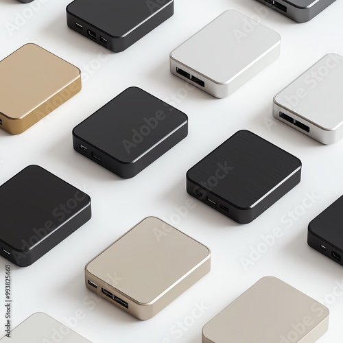 Multiple Small Black and Gold Devices