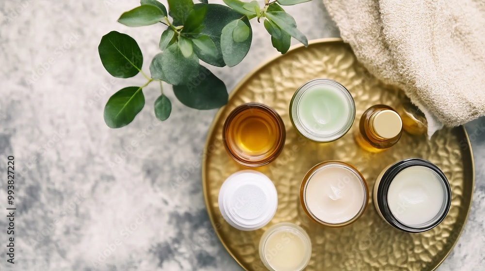 Luxurious Skincare Products on Elegant Tray Luxurious Skincare Products on Elegant Tray