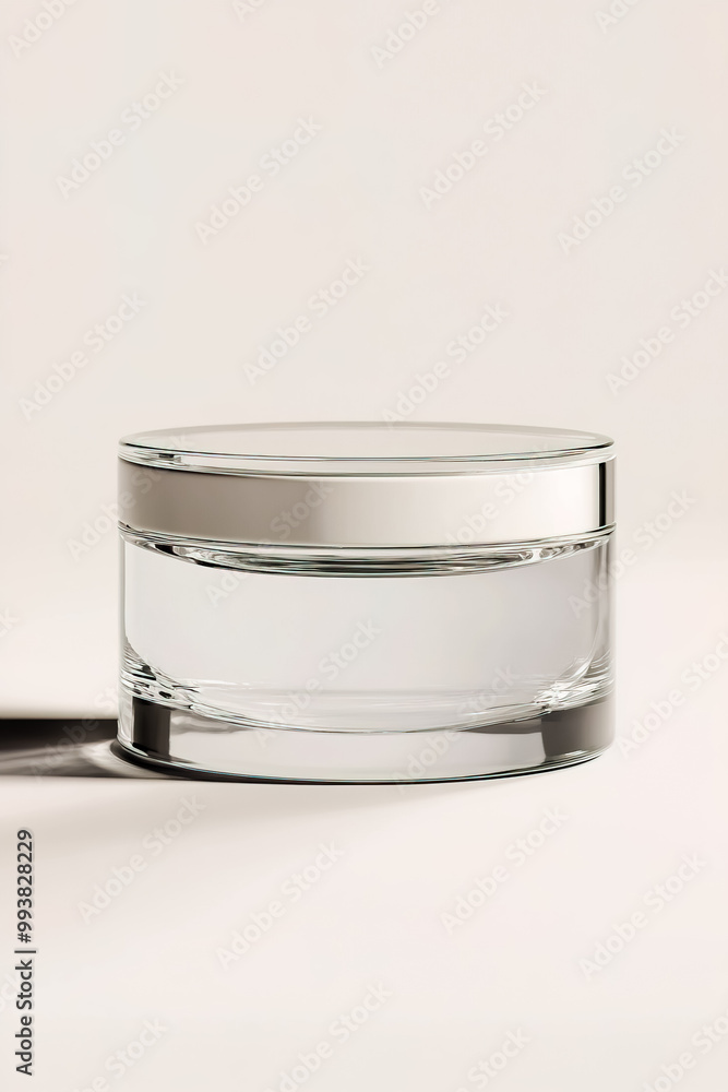 Glass jar with a transparent lid, set against a white background. Glass jar with a transparent lid, set against a white background.