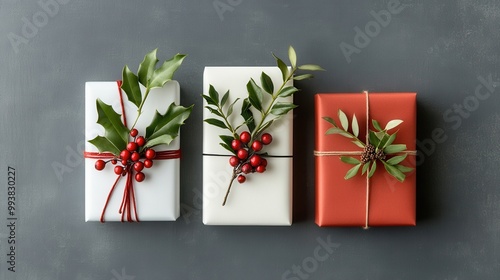 Festive Gift Trio on Metallic Tray