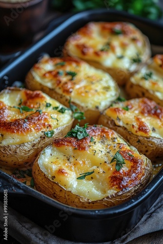 Zapečeni krompir - Baked potatoes with cheese and herbs.