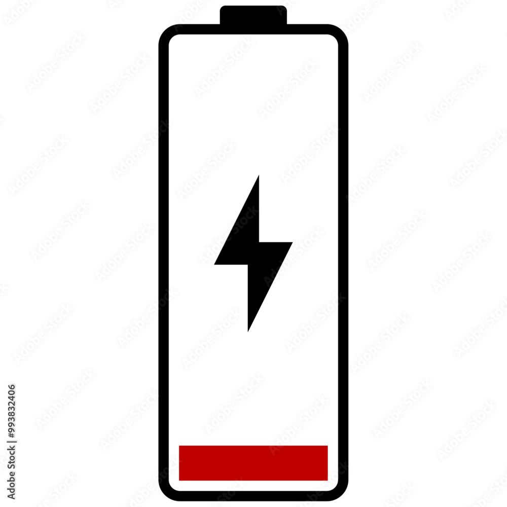 Battery Charge Status, Low Charge with Electricity Thunder Bolt Flash Icon Vector Illustration Battery Charge Status, Low Charge with Electricity Thunder Bolt Flash Icon Vector Illustration