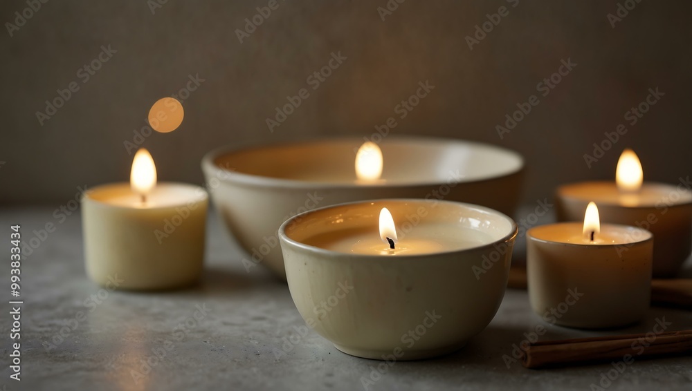 Cream poured into a decorative bowl, surrounded by calming candles. Cream poured into a decorative bowl, surrounded by calming candles.