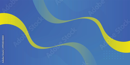 Modern minimalist blue and yellow background with halftone ornament.