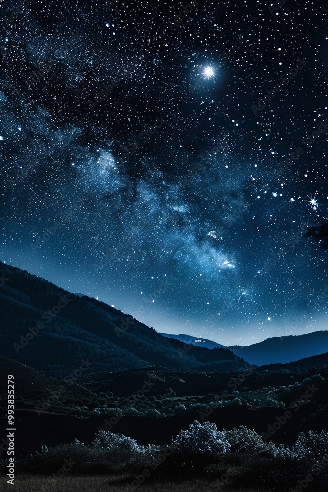 ai generative hills with a view of the night sky full of stars ai generative hills with a view of the night sky full of stars