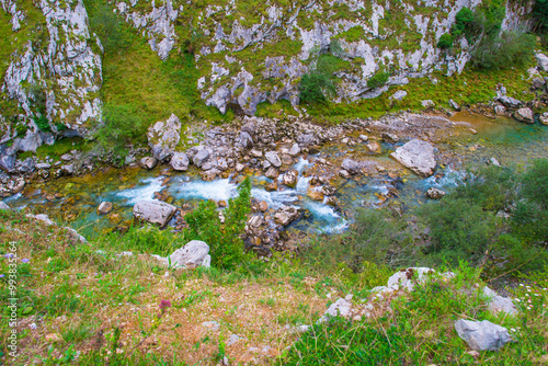 View of the fascinating variety of the mountains of the Peaks of Europe in the Parque Nacional Picos de Europa, Cabrales, Asturias, Spain, September 10, 2024